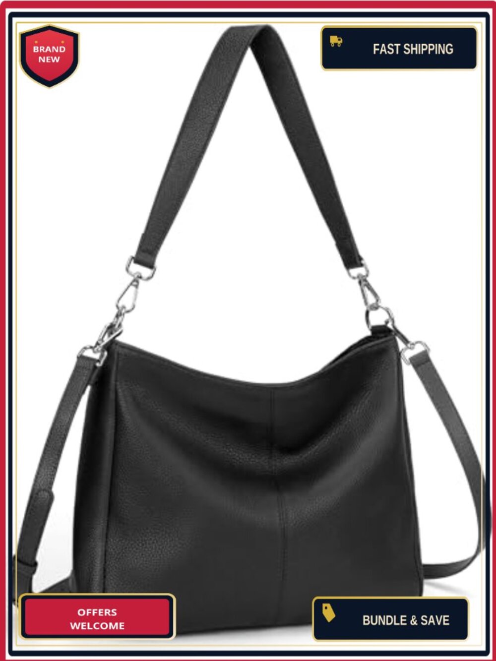 Soft Genuine Leather Hobo Crossbody Bag for Women